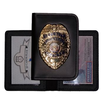 Duty Leather Book Style Round Cut Badge Case - With 1 Custom ID