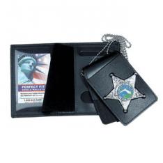 Four in One Dress Leather Badge and ID Case with Chain Style 1004-F
