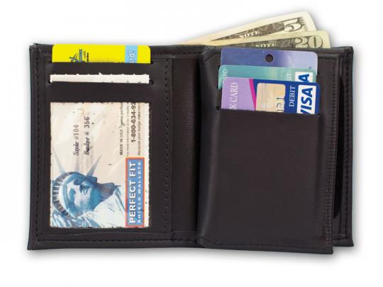 Perfect Fit RFID Blocking Hidden Badge Wallet with Credit Ca