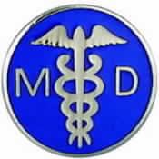 Round MD Caduceus Emblem Style 4563