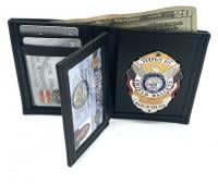 Dress Leather Badge Bifold Wallet with CC Slots & Double Sided ID