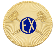 Crossed gavels with EX seal