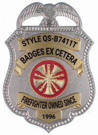 Eagle Topped Shield Two-toned Badge QS-B7411T