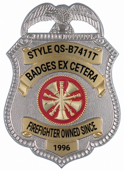 Eagle Topped Shield Two-toned Badge QS-B7411T