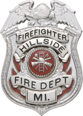 Eagle topped badge with flames S511