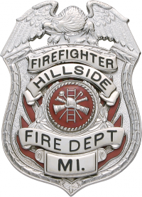 Eagle topped badge with flames S511