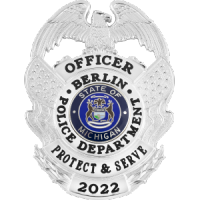 Flag draped eagle topped badge S692P