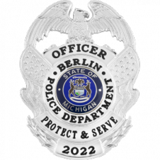 Flag draped eagle topped badge S692P