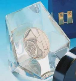 Hook-Fast Specialties, Inc. Acrylic Lucite Embedment Hex Wedge Style # 879 <br>4 7/8" w x 5" Slant