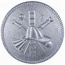 Large Fire Scramble Cap badge by Hook-Fast Specialties, Inc.<br>1 5/8" round