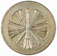 Large Cap Badge with Five Horns by Hook-Fast Specialties, Inc.<br>1 5/8" round