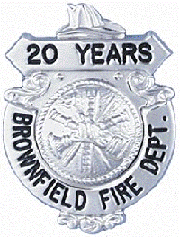 Fire Helmet Topped Badge