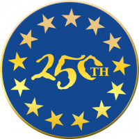 Commemorative 250TH Pin with Blue Background
