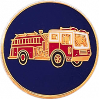 Full Color Fire Truck Circular Cap Badge