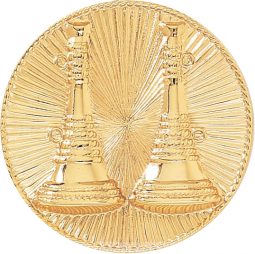 Captain Hat Badge with Two Vertical Horns with Sunburst Background