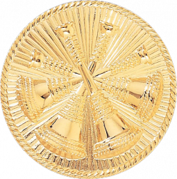 Four Crossed Horns with Sunburst Background