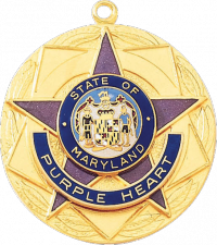 Circlular Purple Heart Medal with Five Point Star