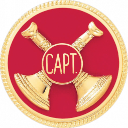 Captain Hat Badge with Two Crossed Horns with Deluxe Enamel Background
