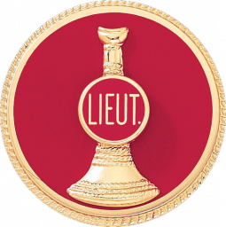 Lieutenant Hat Badge with Single Vertical Horn and Deluxe Enamel