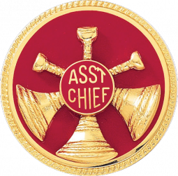 Assistant Chief Three Crossed Horns with Deluxe Enamel Background