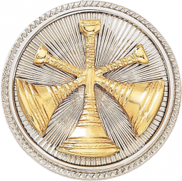 Two-Tone Assistant Chief Hat Badge with Three Horns Applied on A2540 Disc