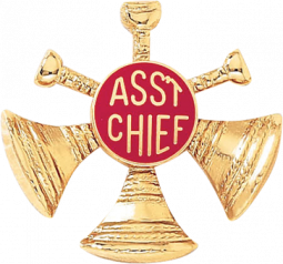 Assistant Chief Three Crossed Horns Hat Badge