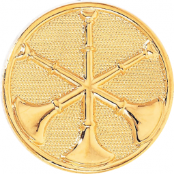 Assistant Chief Hat Badge with Three Crossed Horns on Textured Background