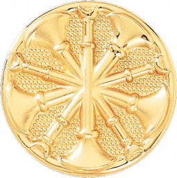 Five Crossed Horns on Disc with Pebbled Background