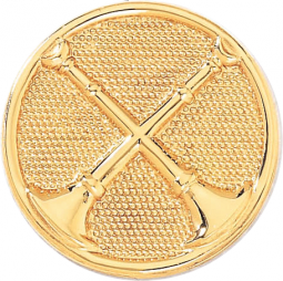 Captain Hat Badge withTwo Crossed Horns on Textured Disc