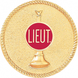 Lieutenant Hat Badge Featuring a Single Vertical Horn on a Disc
