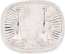 Two Vertical Horns with Sunburst Background