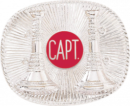 Two Vertical Horns with Sunburst Background