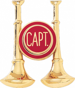 Two Vertical Horns with Enameled Seal