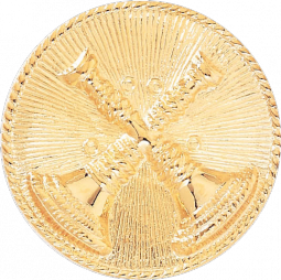 Captain Hat Badge with Two Crossed Horns and Sunburst Background