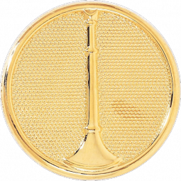 Lieutenant Hat Badge with Vertical Horn on Textured Disc