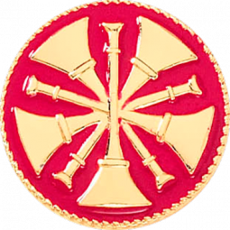 Chief Five Raised Crossed Bugles with Flowed Enamel Background