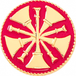 Chief Five Crossed Raised Bugles with Flowed Enamel Background