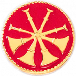 Deputy Chief Four Raised Bugles with Flowed Enamel Background