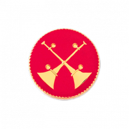 Battalion Chief Two Raised Crossed Bugles with Flowed Enamel Background