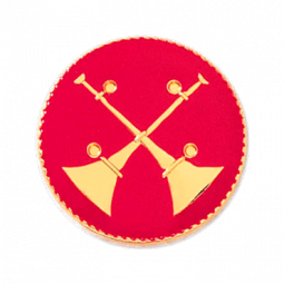 Battalion Chief Two Crossed Raised Horns with Flowed Enamel Background