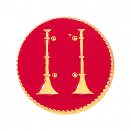 Two Vertical Raised Bugles with Flowed Enamel Background