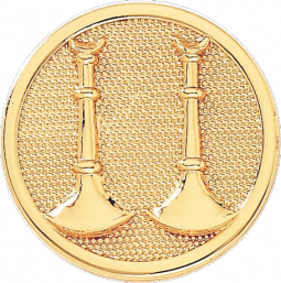 Captain Hat Badge with Two Vertical Horns on Textured Disc