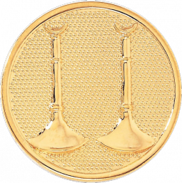 Captain Hat Badge with Two Vertical Horns on a Textured Disc