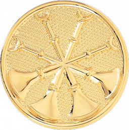 Four Crossed Horns on Pebbled Background Disc