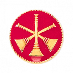 Division Chief Three Raised Bugles with Flowed Enamel Background