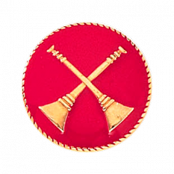 Battalion Chief Two Crossed Raised Bugles with Flowed Enamel Background