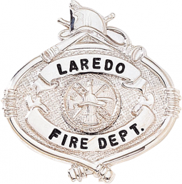 Fire Oval Badge with Helmet Top