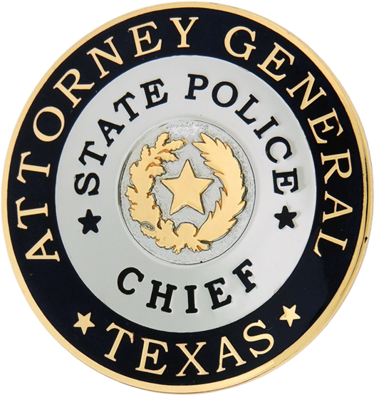 TEXAS POLICE ATTORNEY GENERAL EMB PATCH 4X10 AND 2X5 HOOK ON BACK BLK/*WHITE 