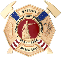 Maltese Cross Badge with Axes and American Flags