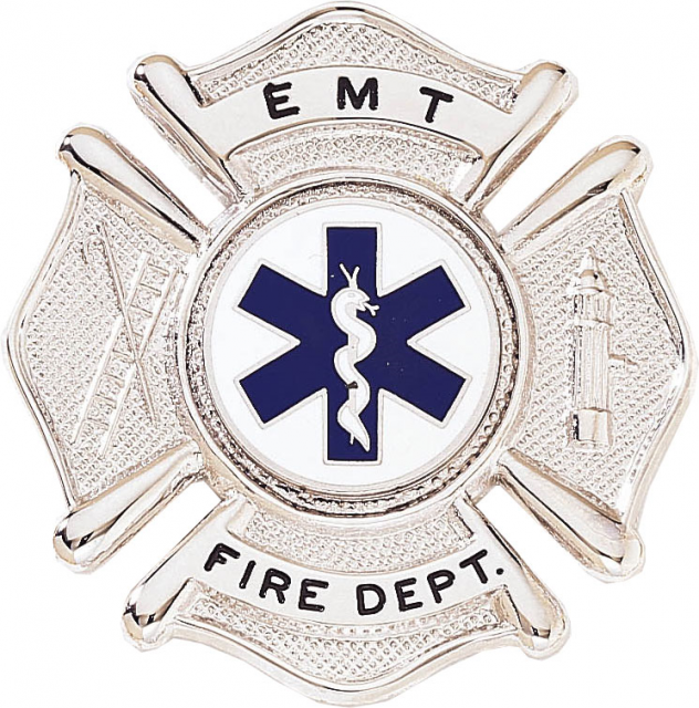 Fire Department Maltese Cross Retractable Badge Reel (Silver)